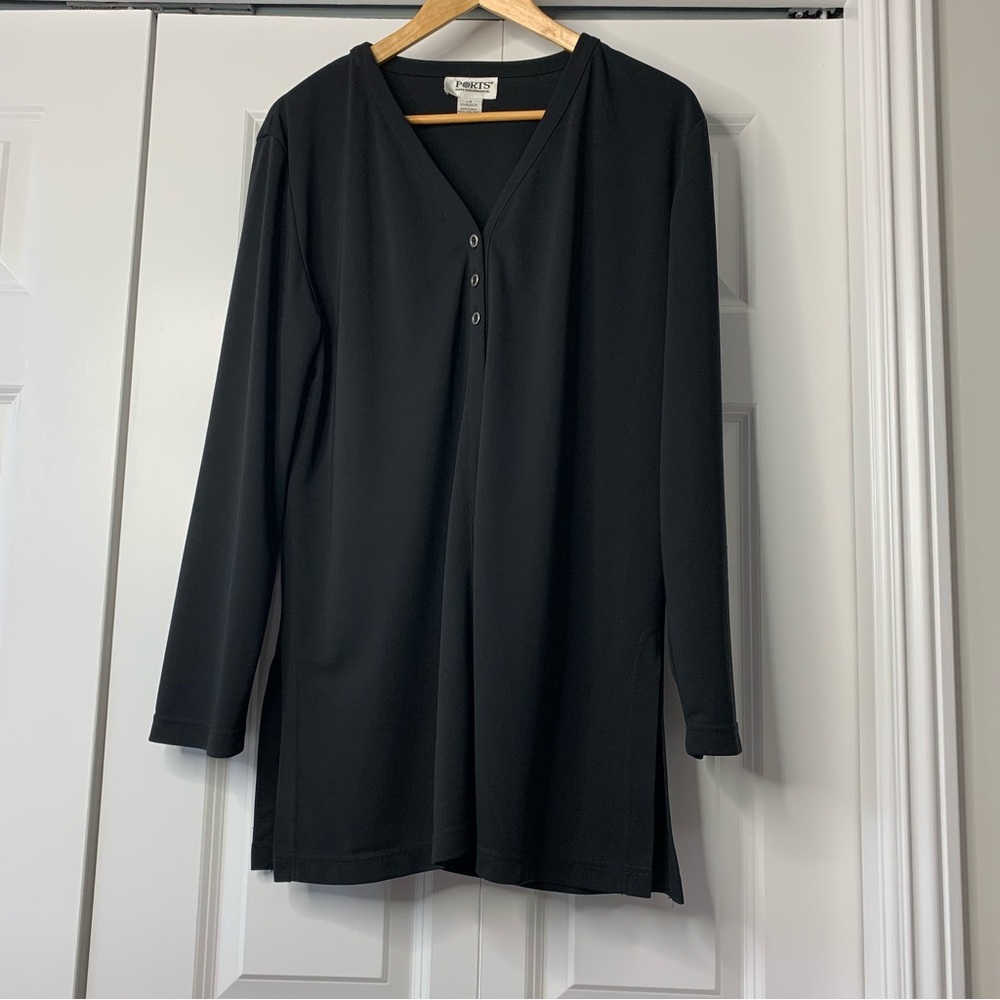 PORTS  International VINTAGE  Black Long Sleeve Cardigan Women’s Size L